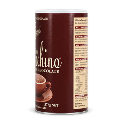 Vittoria Chocochino Original Chocolate 375g, side of the pack