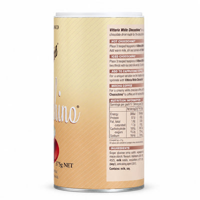 Vittoria Chocochino White Chocolate 375g, side of the pack