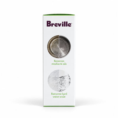 Breville Eco 2-in-1 Cleaner &  Descaler, side of the pack
