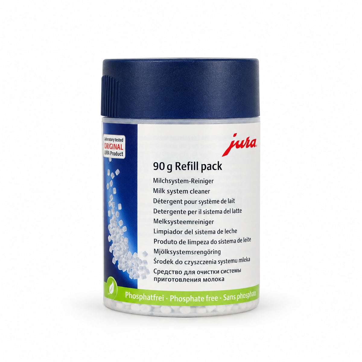 Jura Milk System Cleaner Mini Tabs 90g, front of the pack