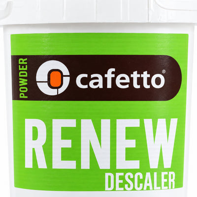 Cafetto Renew Descaler 2KG, close-up of the label