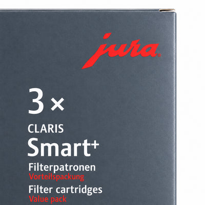 Jura Claris Smart+ Water Filter Grey 3 pack, close-up of the label