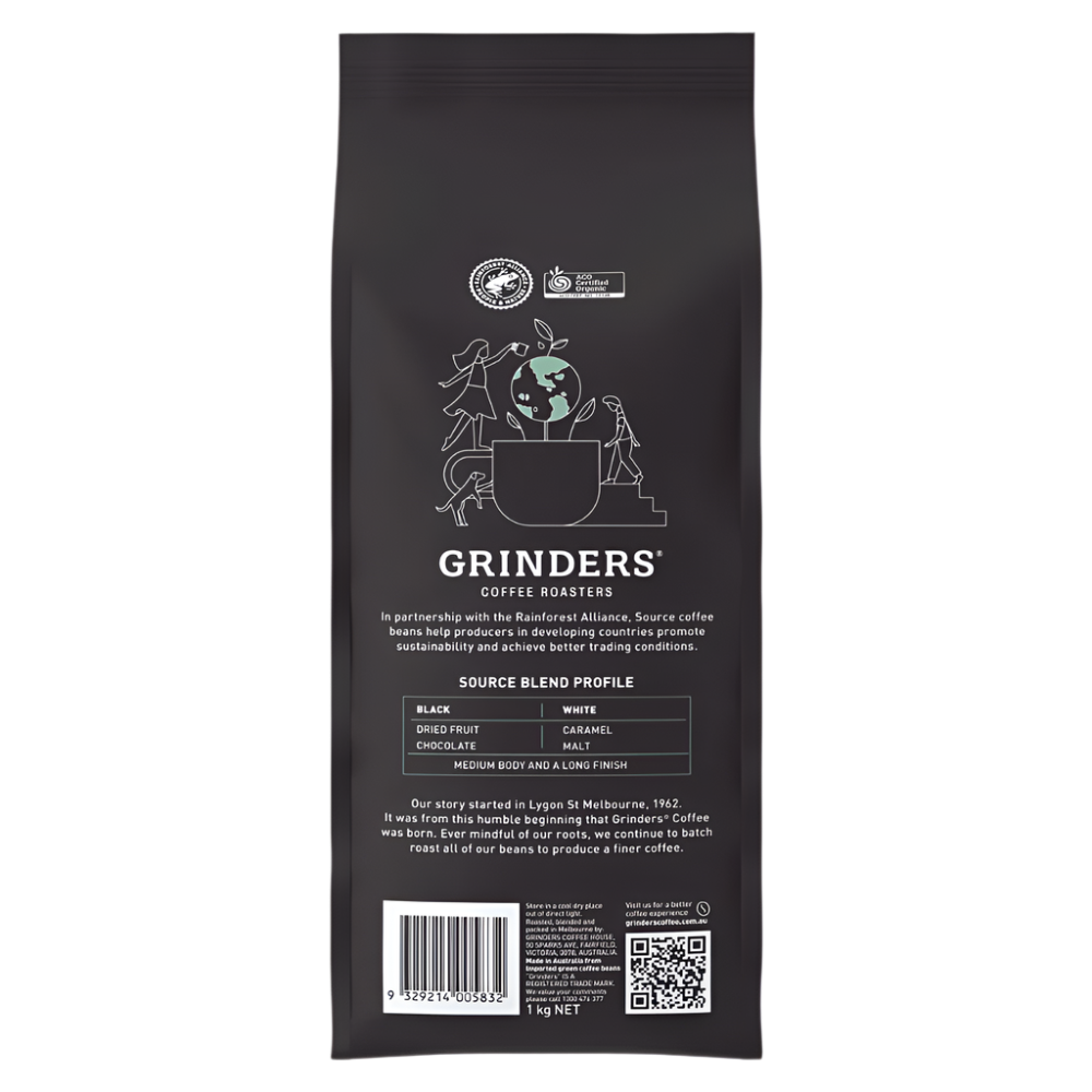 Back of bag Grinders Source coffee beans 1kg