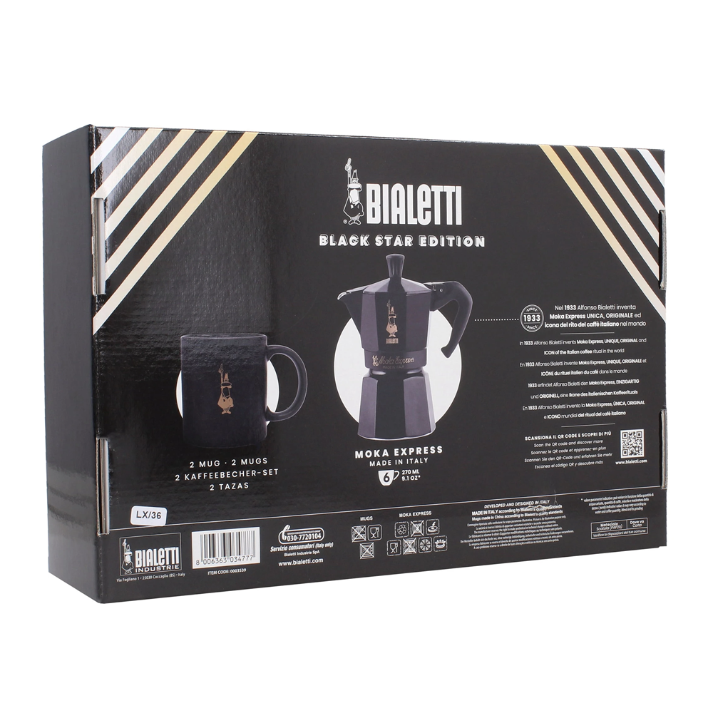 Bialetti 6 cup black edition moka express gift set